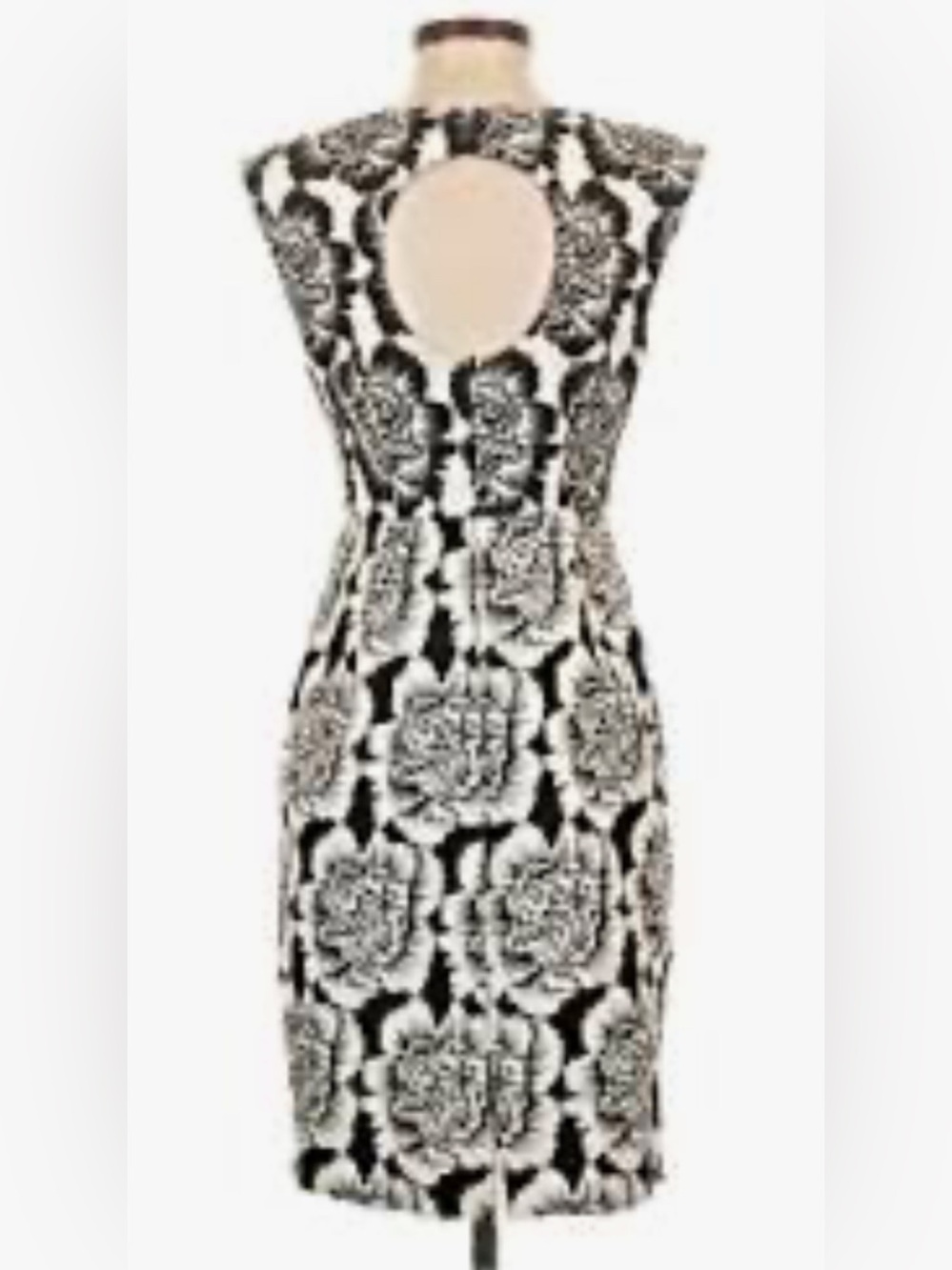 Plenty by Tracy Reese Black & White Floral Cutout Sheath Dress size 10